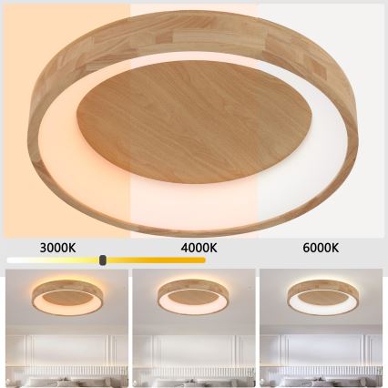 Brilagi - Oprawa sufitowa LED FALCON WOOD LED/40W/230V 3000/4000/6000K śr. 60 cm drewno