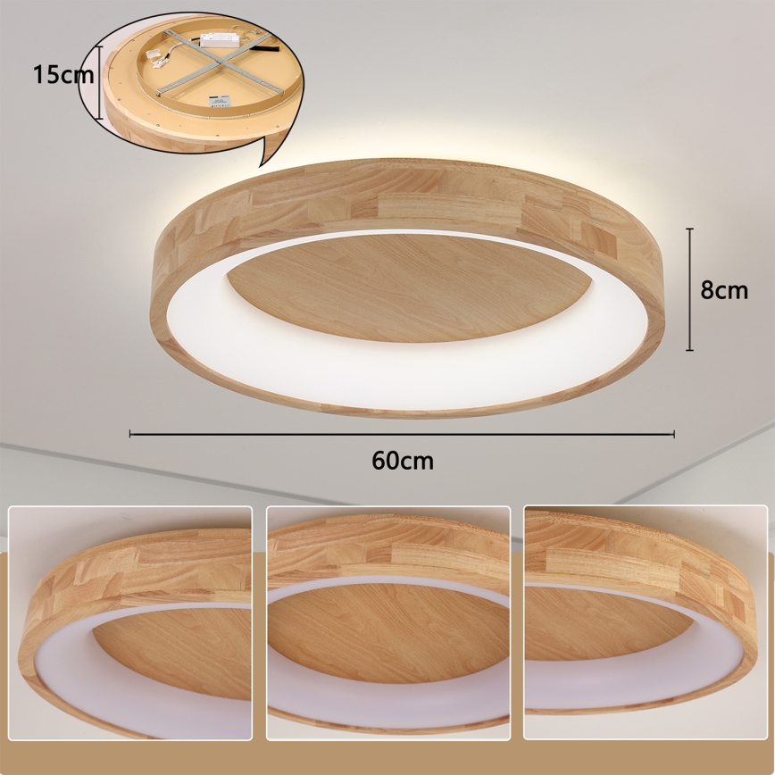 Brilagi - Oprawa sufitowa LED FALCON WOOD LED/40W/230V 3000/4000/6000K śr. 60 cm drewno