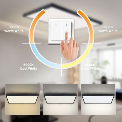 Brilagi - Oprawa sufitowa LED do łazienki FRAME LED/96W/230V 120x60 cm 3000/4000/6000K IP44 czarna