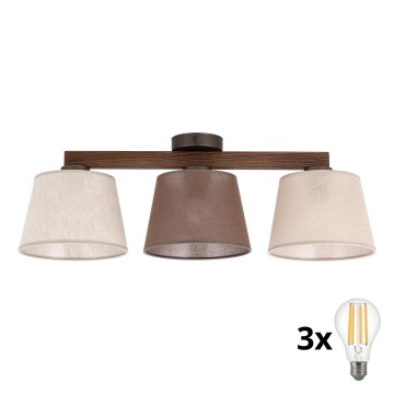 BRILAGI - LED lampa sufitowa natynkowa LATTE SABIA 3xE27/15W/230V sosna/mix