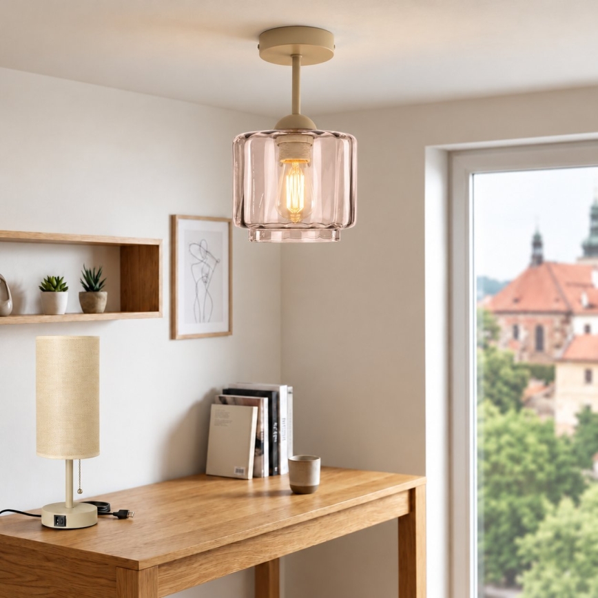 BRILAGI - LED Lampa sufitowa natynkowa RETRO GLASS 1xE27/60W/230V śr. 15 cm beżowy/dymny beż