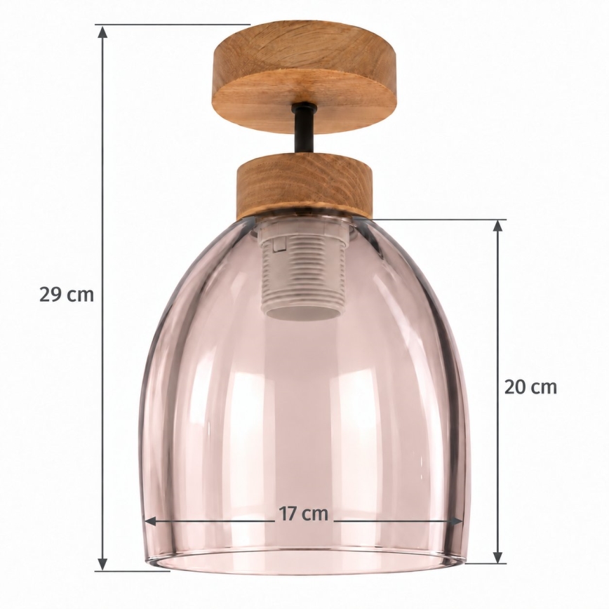 BRILAGI - LED Plafon RETRO GLASS 1xE27/60W/230V śr. 17 cm dąb/dymny beż