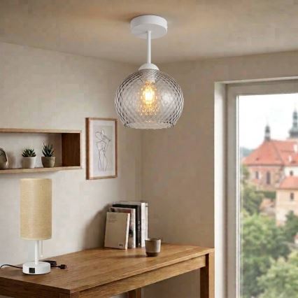 BRILAGI - LED Żyrandol przylegający RETRO GLASS 1xE27/60W/230V Ø 18 cm biały/przydymiony szary