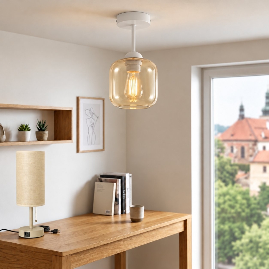 BRILAGI - LED Lampa sufitowa natynkowa RETRO GLASS 1xE27/60W/230V Ø 14 cm biały/przydymiony beż