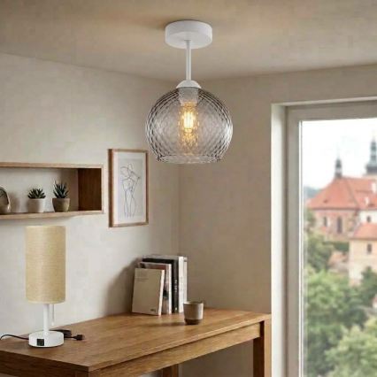 BRILAGI - LED Žyrandol natynkowy RETRO GLASS 1xE27/60W/230V średnica 25 cm biały/dymnoszary