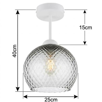 BRILAGI - LED Žyrandol natynkowy RETRO GLASS 1xE27/60W/230V średnica 25 cm biały/dymnoszary