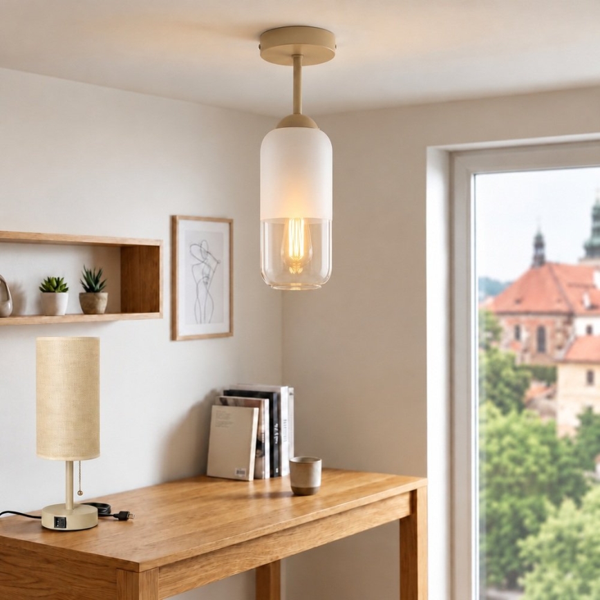 BRILAGI - LED lampa sufitowa natynkowa RETRO GLASS 1xE27/60W/230V śr. 14 cm beżowa/biała