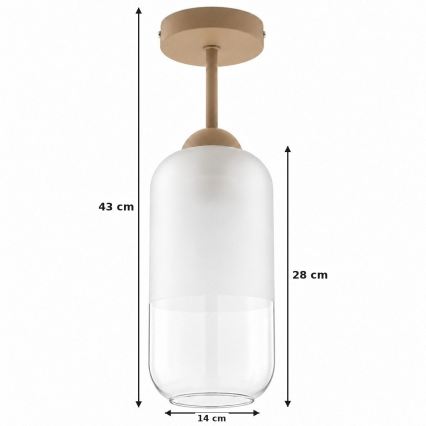 BRILAGI - LED lampa sufitowa natynkowa RETRO GLASS 1xE27/60W/230V śr. 14 cm beżowa/biała
