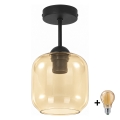 BRILAGI - LED lampa sufitowa natynkowa RETRO GLASS 1xE27/60W/230V śr. 14 cm czarny/przydymiony beżowy