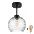 BRILAGI - LED Lampa sufitowa natynkowa RETRO GLASS 1xE27/60W/230V śr. 18 cm czarny/dymny szary