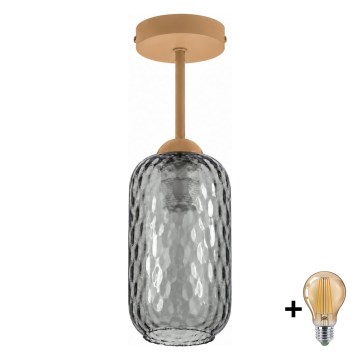 BRILAGI - LED lampa sufitowa natynkowa RETRO GLASS 1xE27/60W/230V Ø 14 cm beżowy/dymny szary