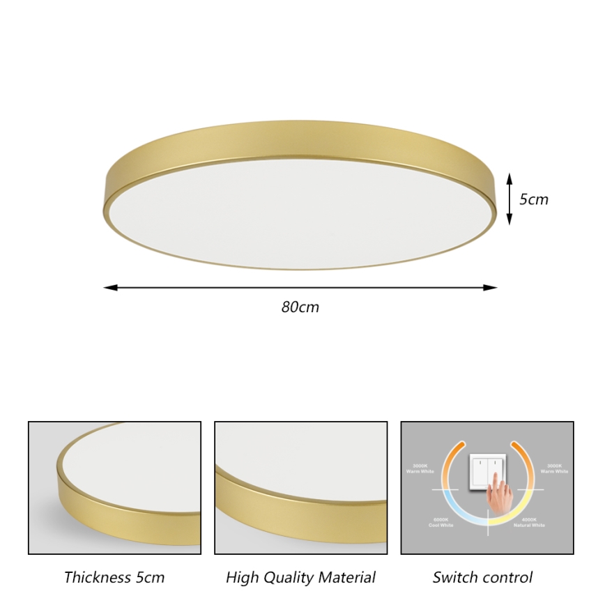 Brilagi - LED oprawa sufitowa POOL LED/100W/230V 3000/4000/6000K śr. 80 cm złota