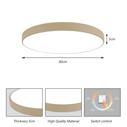 Brilagi - Lampa sufitowa POOL LED/100W/230V 3000/4500/6000K śr. 80 cm beżowa