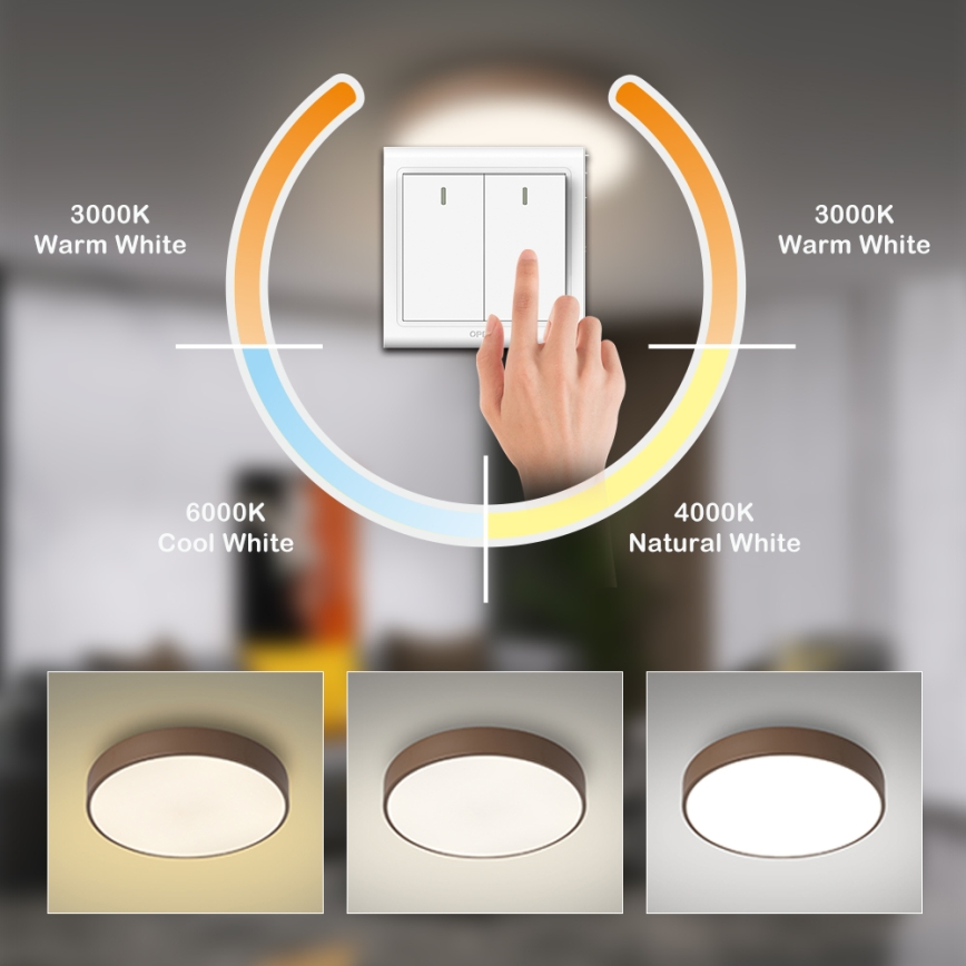 Brilagi - LED lampa sufitowa POOL LED/36W/230V 3000/4000/6000K Ø 30 cm brązowa