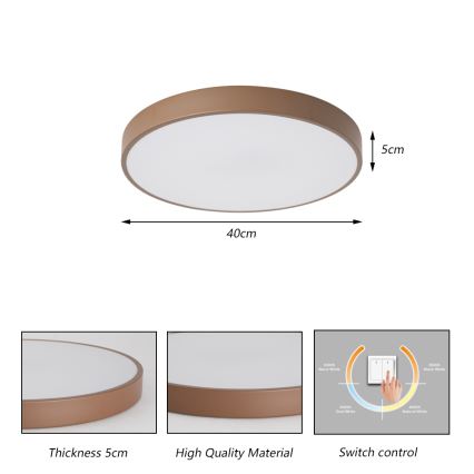 Brilagi - Oprawa sufitowa LED POOL LED/48W/230V 3000/4000/6000K Ø 40 cm brązowa