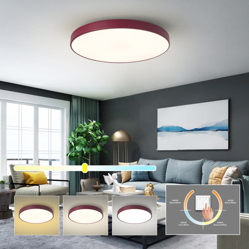 Brilagi - Oprawa sufitowa LED POOL LED/60W/230V 3000/4000/6000K śr. 60 cm burgundowy