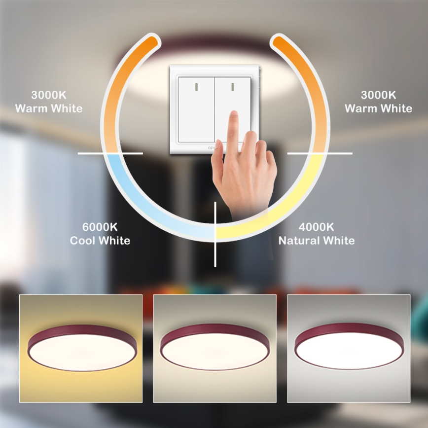 Brilagi - Oprawa sufitowa LED POOL LED/60W/230V 3000/4000/6000K śr. 60 cm burgundowy