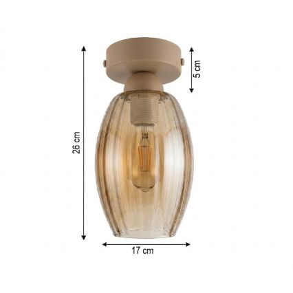 BRILAGI - LED lampa sufitowa RETRO GLASS 1xE27/60W/230V śr. 17 cm beżowy/dymny beż
