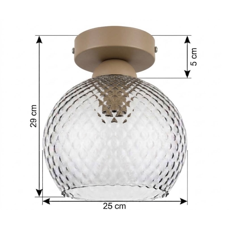 BRILAGI - Lampa sufitowa LED RETRO GLASS 1xE27/60W/230V śr. 25 cm beżowy/przydymiony szary