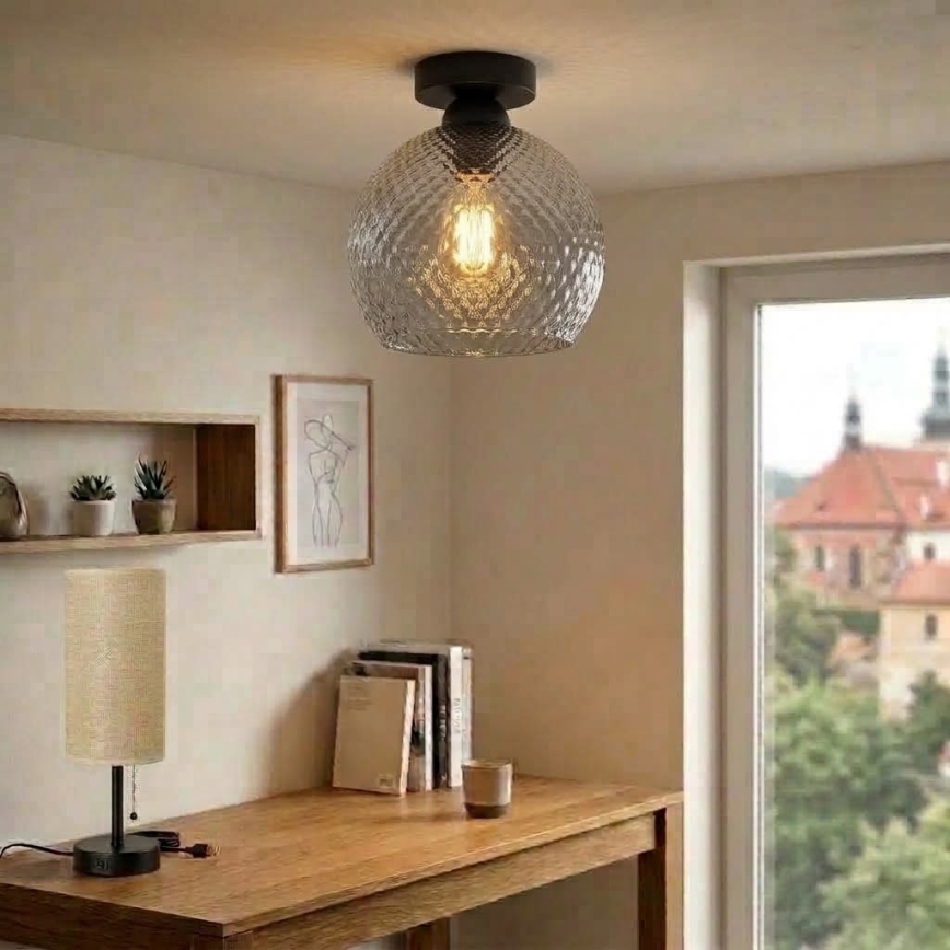 BRILAGI - Lampa sufitowa LED RETRO GLASS 1xE27/60W/230V śr. 25 cm czarny/przydymiony szary