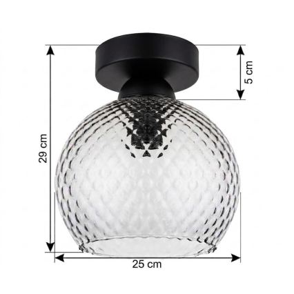 BRILAGI - Lampa sufitowa LED RETRO GLASS 1xE27/60W/230V śr. 25 cm czarny/przydymiony szary
