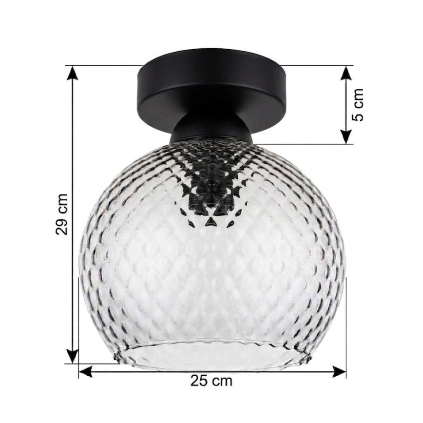 BRILAGI - Lampa sufitowa LED RETRO GLASS 1xE27/60W/230V śr. 25 cm czarny/przydymiony szary