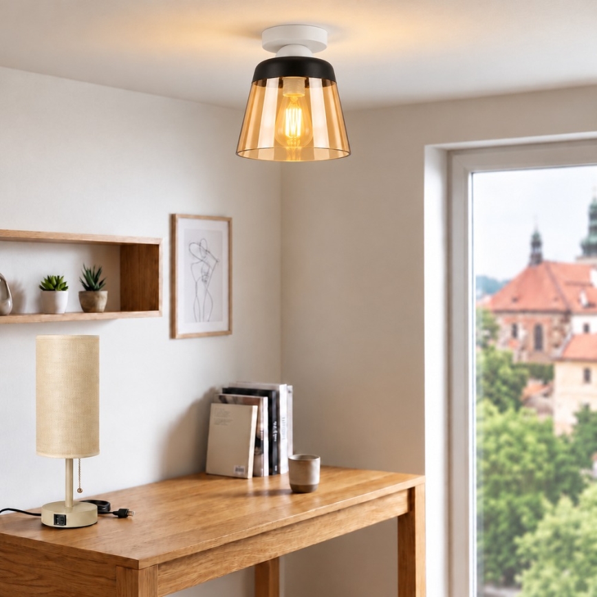 BRILAGI - LED lampa sufitowa RETRO GLASS 1xE27/60W/230V Ø 15,5 cm biały/przydymiony beż
