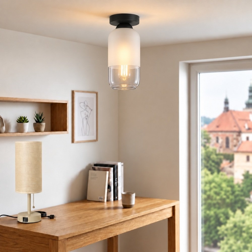 BRILAGI - LED lampa sufitowa RETRO GLASS 1xE27/60W/230V śr. 14 cm czarna/biała