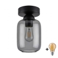 BRILAGI - LED lampa sufitowa RETRO GLASS 1xE27/60W/230V śr. 14 cm czarna/dymowo-szara