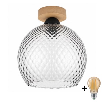BRILAGI - LED Lampa sufitowa RETRO GLASS 1xE27/60W/230V śr. 25 cm dąb/dymnoszary