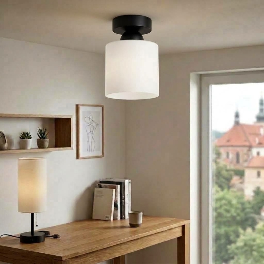 BRILAGI - LED lampa sufitowa RETRO GLASS 1xE27/60W/230V Ø 10 cm czarna/biała