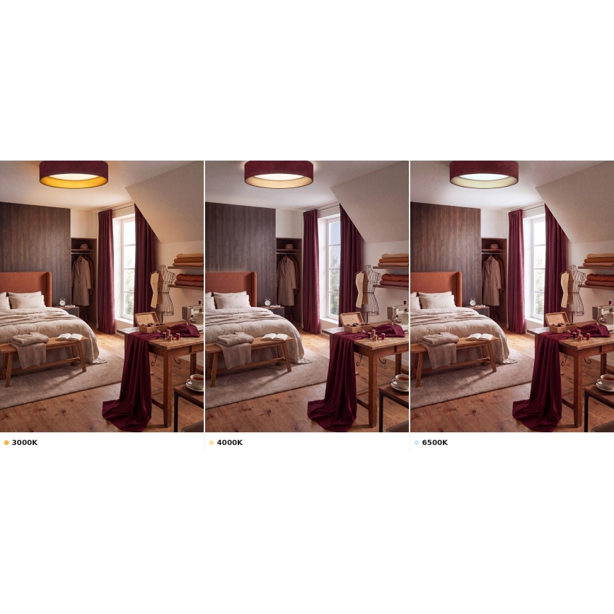 BRILAGI - Lampa sufitowa LED VELVET VARI LED/24W/230V 3000/4000/6500K, średnica 45 cm, bordowa/złota