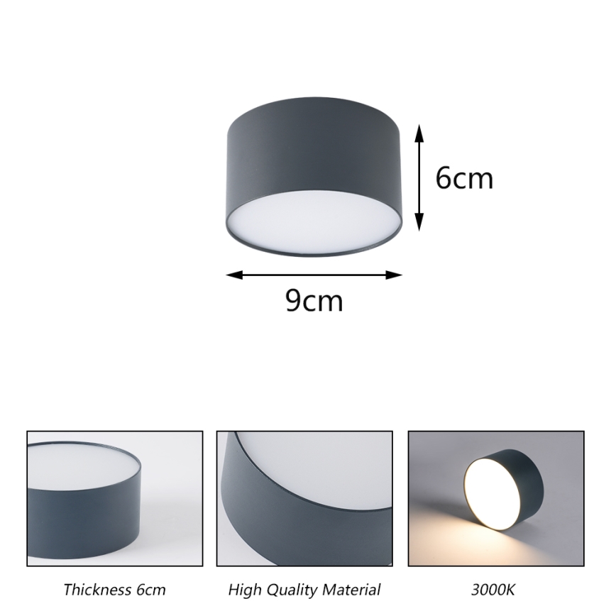 BRILAGI - LED Zewnętrzna lampa sufitowa FORIS LED/9W/230V śr. 9 cm antracyt IP44