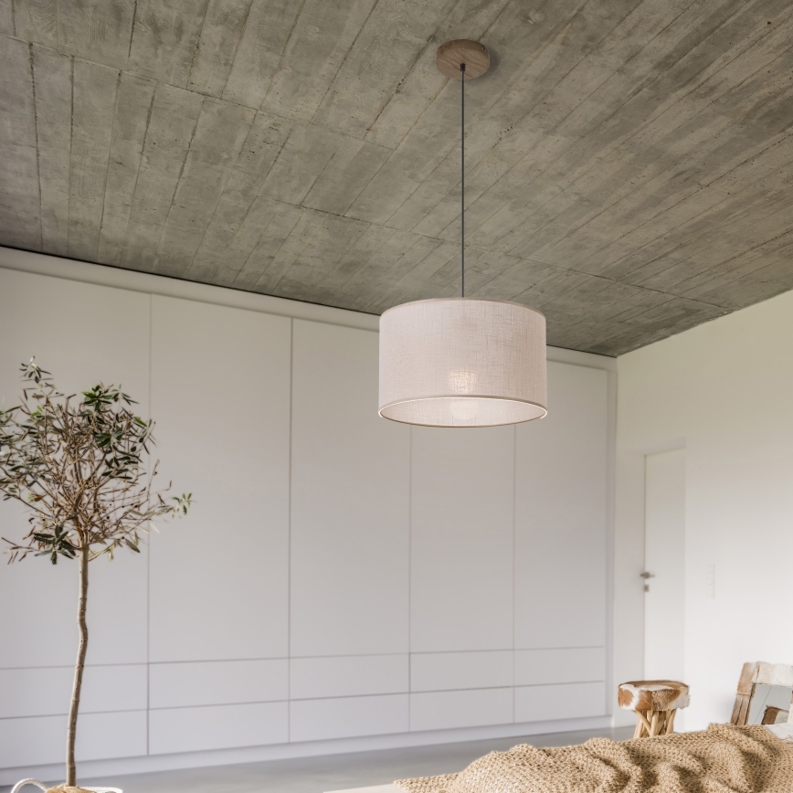 Brilagi - LED Lampa wisząca na linkę ANTHONY 1xE27/60W/230V dąb orzech/beżowy