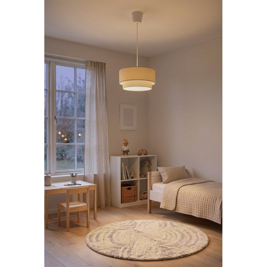 Brilagi - LED lampa wisząca na lince BOHO BOBO 1xE27/10W/230V śr. 40 cm w kropki beżowo-kremowa