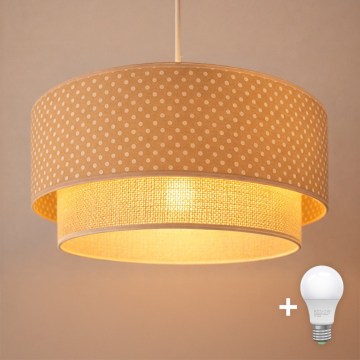 Brilagi-LED Lampa wisząca na lince BOHO BOBO 1xE27/60W/230V, śr. 40 cm, w kropki, beż./krem.