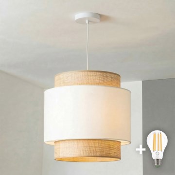 Brilagi - LED lampa wisząca na lince CERIA 1xE27/40W/230V śr. 40 cm beżowa/biała