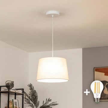 Brilagi - LED lampa wisząca na lince CERIA 1xE27/40W/230V Ø 30 cm beżowa
