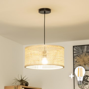 Brilagi - LED lampa wisząca na lince CERIA BOHO 1xE27/40W/230V, średnica 25 cm, bambus