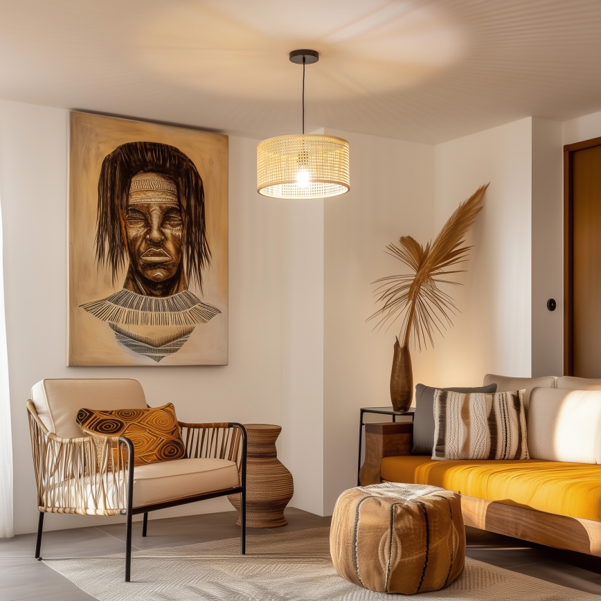 Brilagi - LED lampa wisząca na lince CERIA BOHO 1xE27/40W/230V, średnica 25 cm, bambus