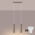 BRILAGI - LED lampa wisząca na lince CRESTO 2xGU10/10W/230V taupe