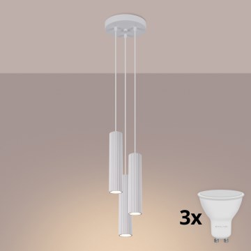 Brilagi - LED lampa wisząca na lince CRESTO 3xGU10/10W/230V biała
