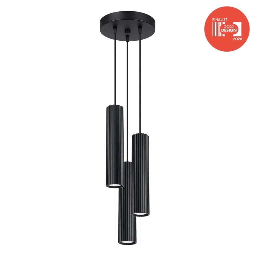 Brilagi - LED lampa wisząca na lince CRESTO 3xGU10/10W/230V czarna