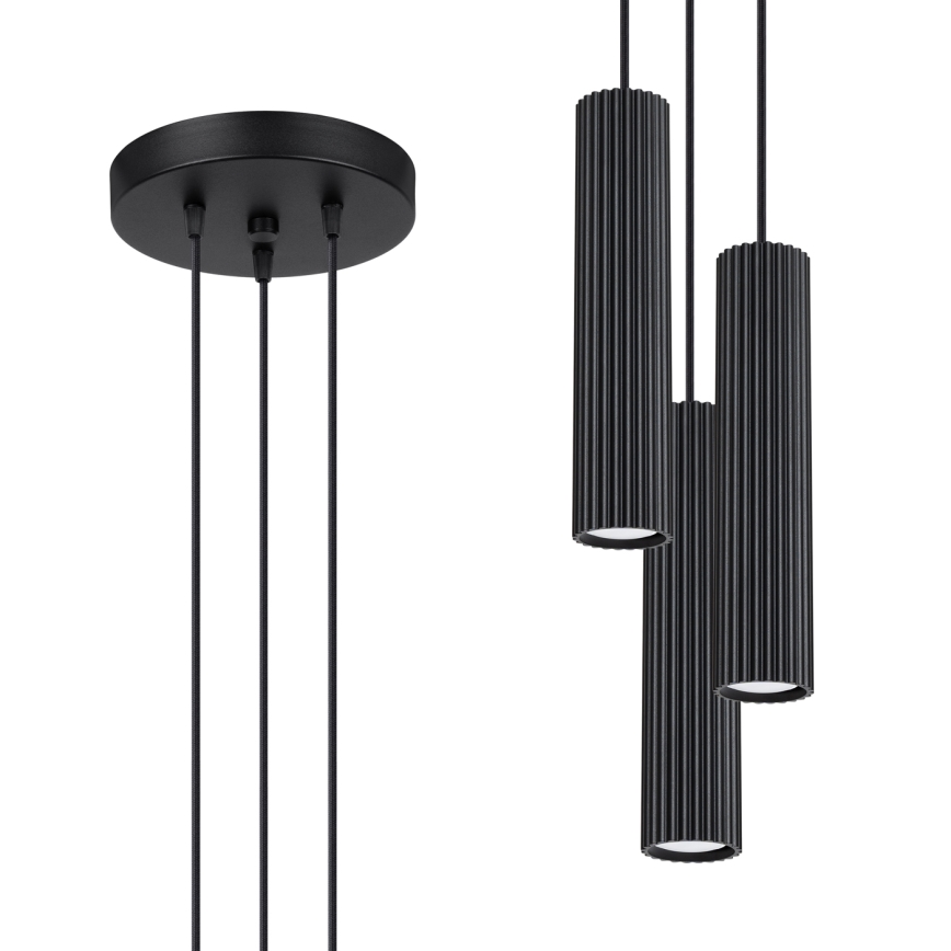 Brilagi - LED lampa wisząca na lince CRESTO 3xGU10/10W/230V czarna