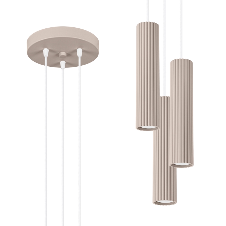 Brilagi - LED lampa wisząca na lince CRESTO 3xGU10/10W/230V taupe