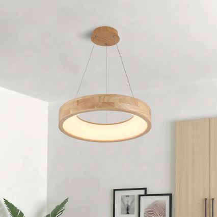 Brilagi - Lampa wisząca LED na lince FALCON WOOD LED/30W/230V 3000/4000/6000K śr. 45 cm drewno