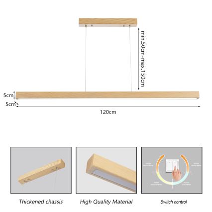 Brilagi - LED lampa wisząca na lince OAK LED/30W/230V 3000/4500/6000K dąb