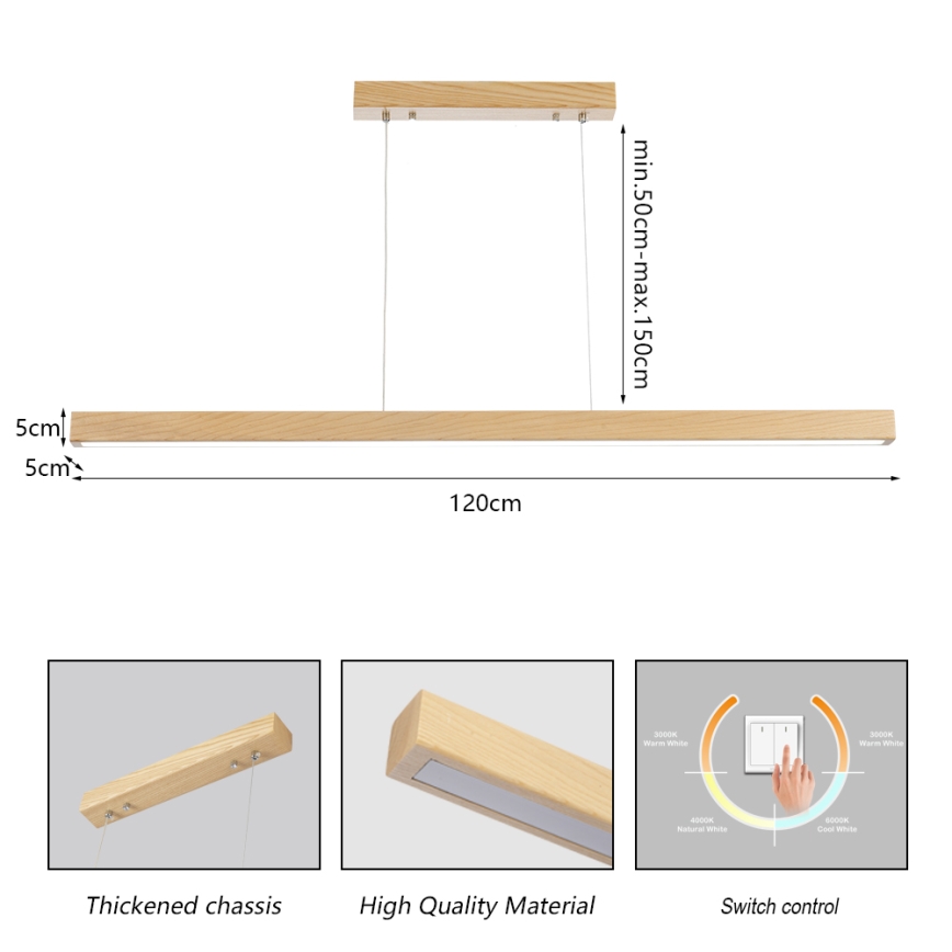Brilagi - LED lampa wisząca na lince OAK LED/30W/230V 3000/4500/6000K dąb