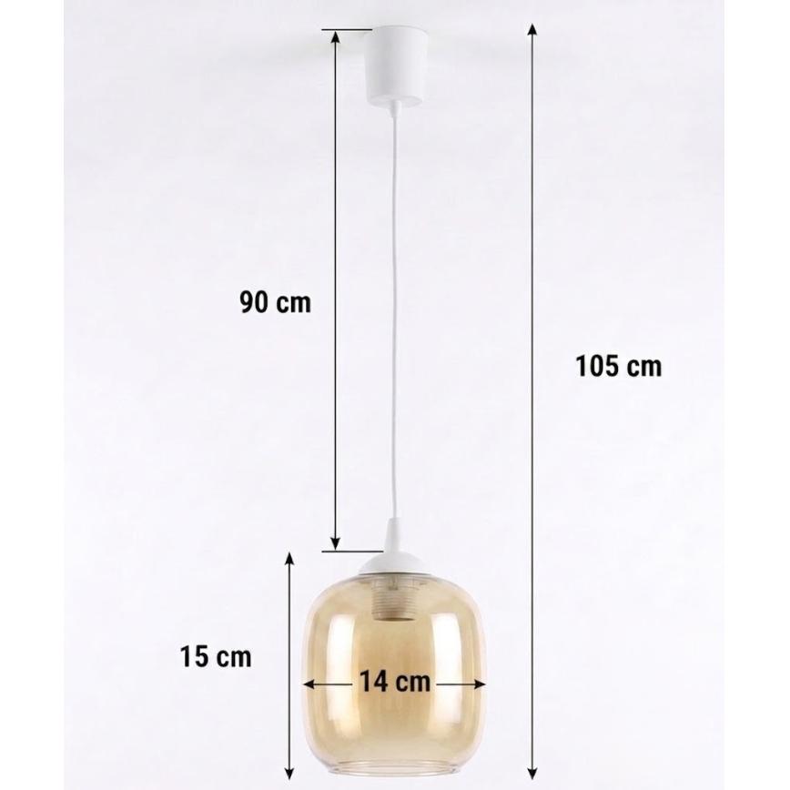 Brilagi - LED lampa wisząca na przewodzie RETRO GLASS 1xE27/60W/230V śr. 14 cm biały/dymny brąz