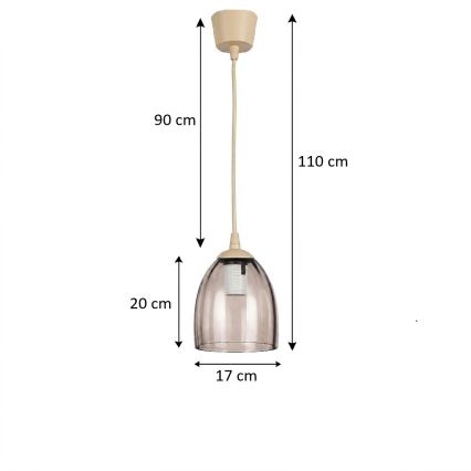Brilagi - Lampa wisząca LED na przewodzie RETRO GLASS 1xE27/60W/230V śr. 17 cm beżowy/przydymiony beż